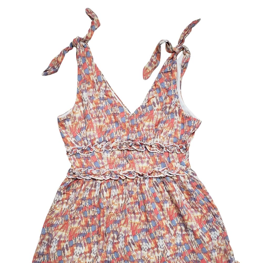 Gypsies & Moondust Mini Sun Dress Small Geometric Tie Shoulder Boho - Picture 3 of 10